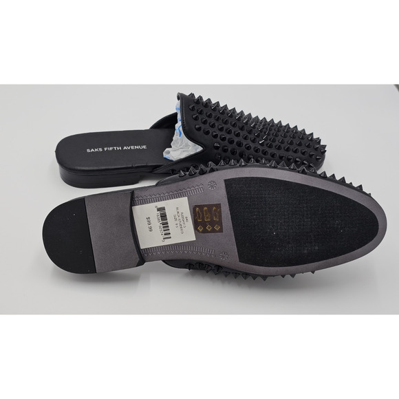 Saks Fifth Ave Rudy Studded Slides Mules Men’s 9.5 M Black NEW main image 11